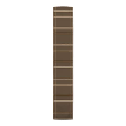 72" Brown Plaid Fall Lines Poly Twill Table Runner